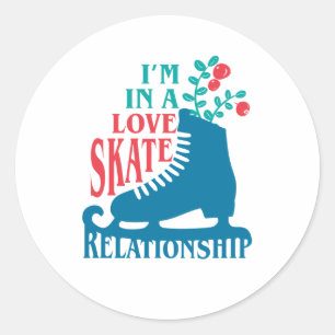 Cute Figure Skating I'm in Love Skate Relationship Classic Round Sticker