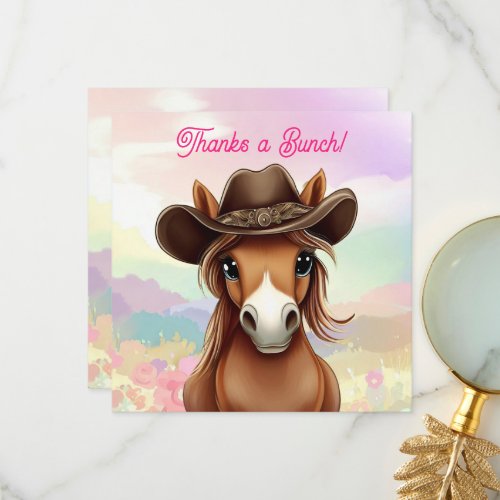 Cute Filly in Cowboy Hat Thank You Card