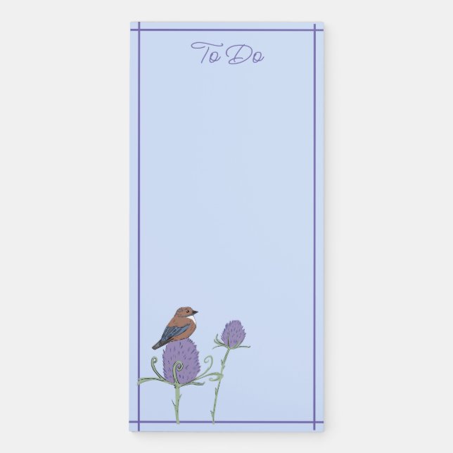 Cute Finch Bird To Do Notepad Blue (Front)