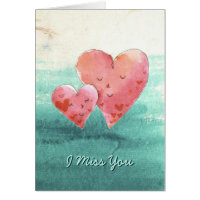 Cute Fine Art Love Hearts - I Miss You Card