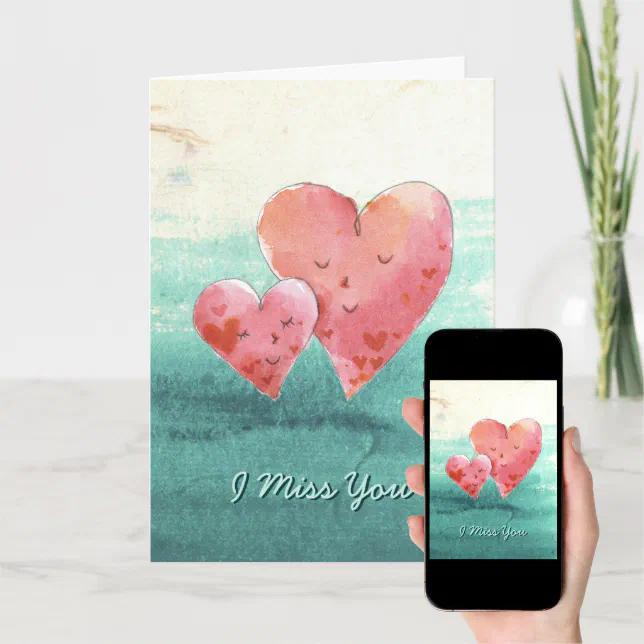 Cute Fine Art Love Hearts - I Miss You Holiday Card | Zazzle
