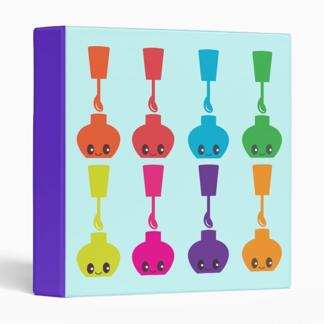 Cute Fingernail Polish 3 Ring Binder (Front/Spine)