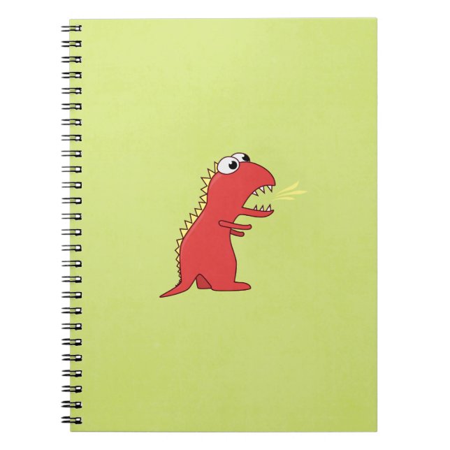 Cute Fire Breath Cartoon T-Rex Dinosaur Kids Notebook (Front)