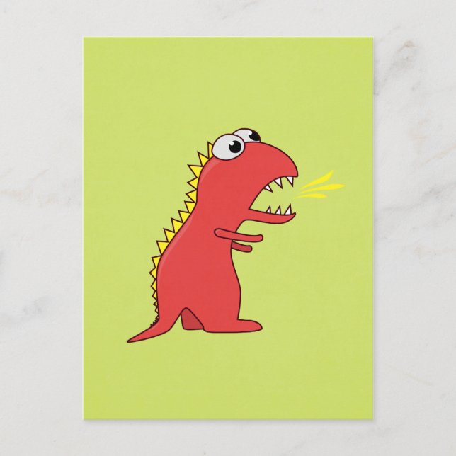 Cute Fire Breath Cartoon T-Rex Dinosaur Postcard (Front)