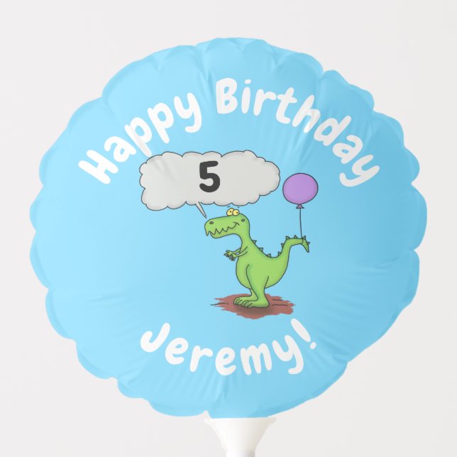 Cute fire breathing green funny dragon cartoon balloon (Front)