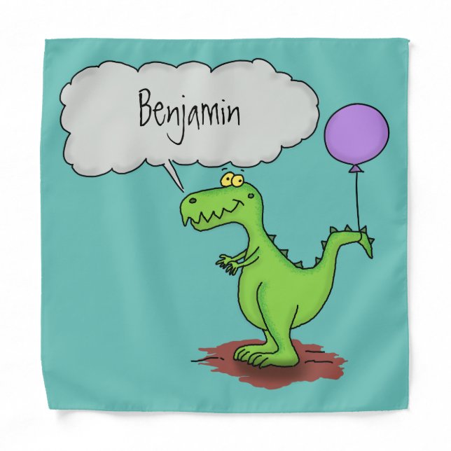 Cute fire breathing green funny dragon cartoon bandana (Front)