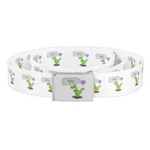 Cute fire breathing green funny dragon cartoon belt