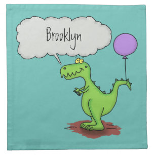 Cute fire breathing green funny dragon cartoon cloth napkin