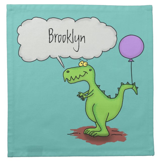 Cute fire breathing green funny dragon cartoon cloth napkin (Front)