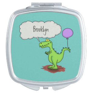 Cute fire breathing green funny dragon cartoon compact mirror