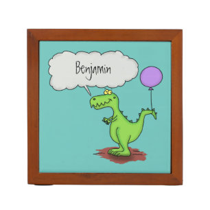 Cute fire breathing green funny dragon cartoon desk organizer