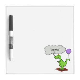 Cute fire breathing green funny dragon cartoon dry erase board