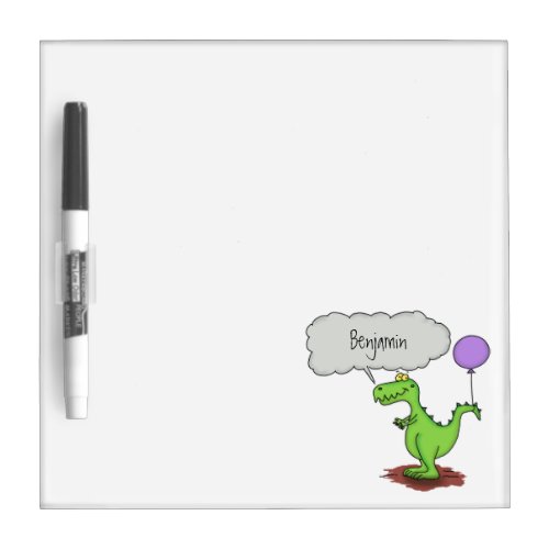 Cute fire breathing green funny dragon cartoon dry erase board