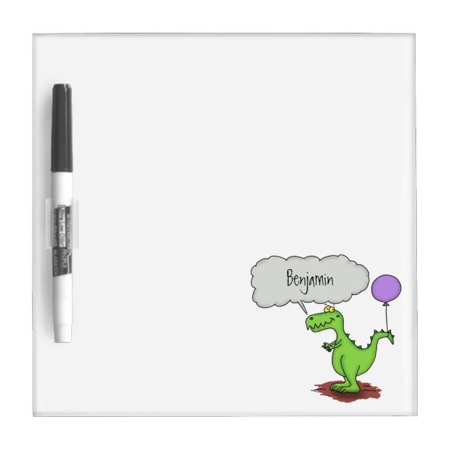 Cute fire breathing green funny dragon cartoon dry erase board (Front)