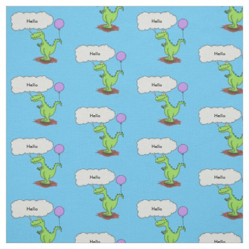 Cute fire breathing green funny dragon cartoon fabric