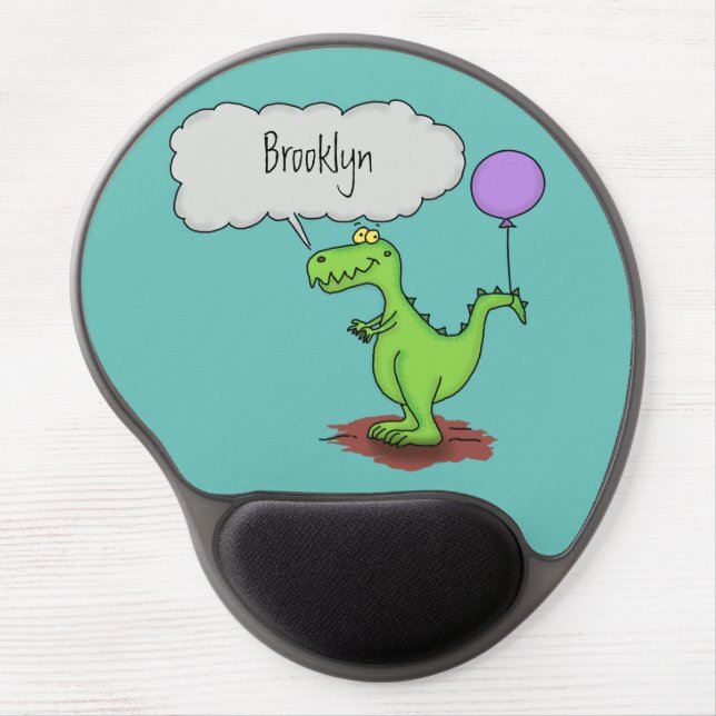 Cute fire breathing green funny dragon cartoon gel mouse pad (Front)