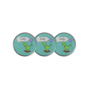 Cute fire breathing green funny dragon cartoon golf ball marker