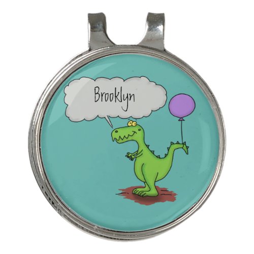 Cute fire breathing green funny dragon cartoon golf hat clip