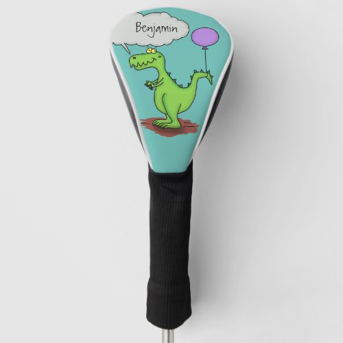 Cute fire breathing green funny dragon cartoon golf head cover