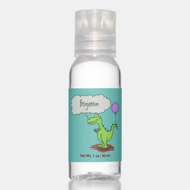 Cute fire breathing green funny dragon cartoon hand sanitizer (Front)