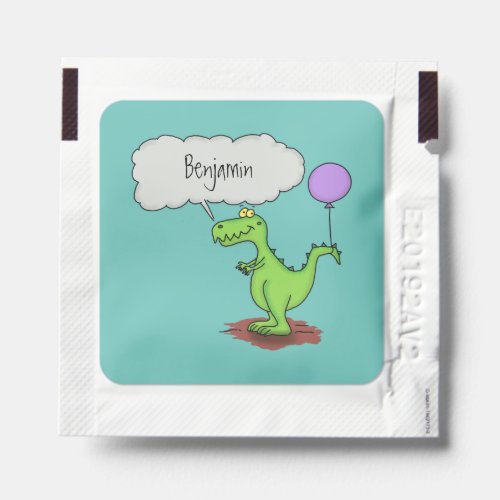 Cute fire breathing green funny dragon cartoon hand sanitizer packet