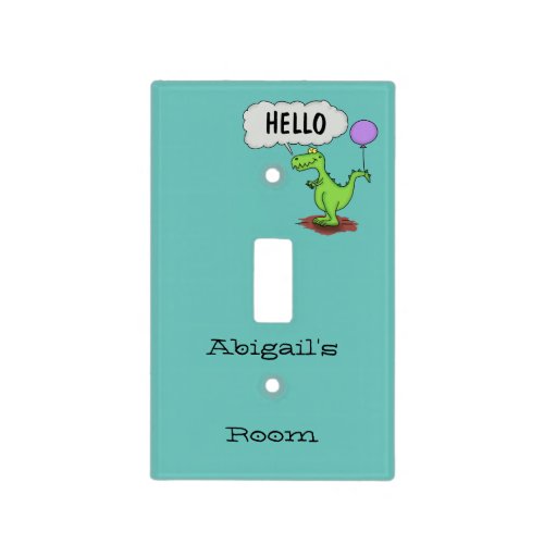 Cute fire breathing green funny dragon cartoon light switch cover