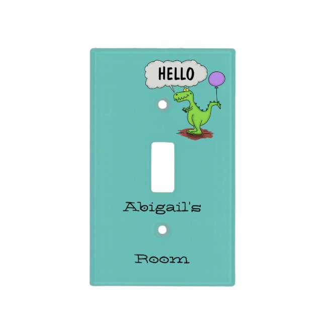 Cute fire breathing green funny dragon cartoon light switch cover (Front)