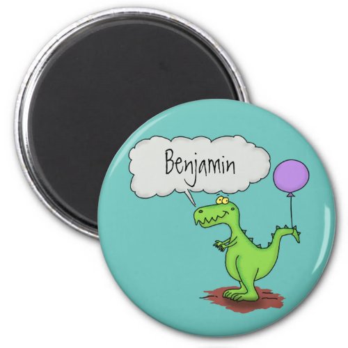 Cute fire breathing green funny dragon cartoon magnet