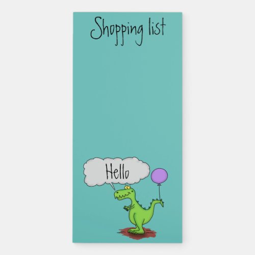 Cute fire breathing green funny dragon cartoon magnetic notepad