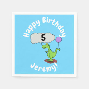 Cute fire breathing green funny dragon cartoon napkins