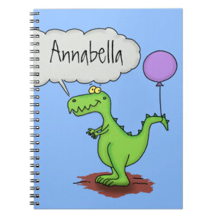 Cute fire breathing green funny dragon cartoon notebook