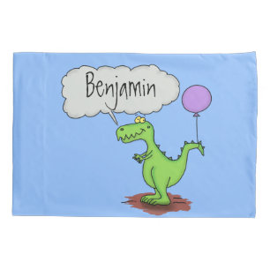 Cute fire breathing green funny dragon cartoon pillow case