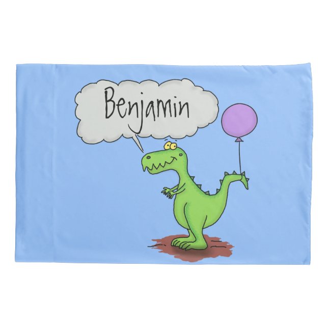 Cute fire breathing green funny dragon cartoon pillow case (Back)