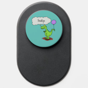 Cute fire breathing green funny dragon cartoon PopSocket