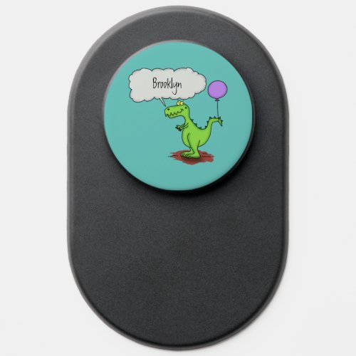 Cute fire breathing green funny dragon cartoon PopSocket