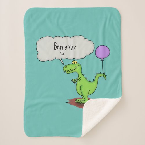 Cute fire breathing green funny dragon cartoon  sherpa blanket