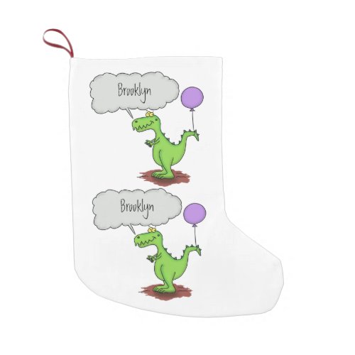 Cute fire breathing green funny dragon cartoon small christmas stocking