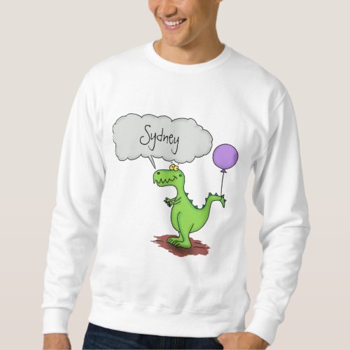 Cute fire breathing green funny dragon cartoon sweatshirt