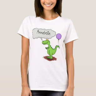 Cute fire breathing green funny dragon cartoon T-Shirt
