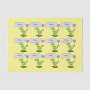 Cute fire breathing green funny dragon cartoon tissue paper