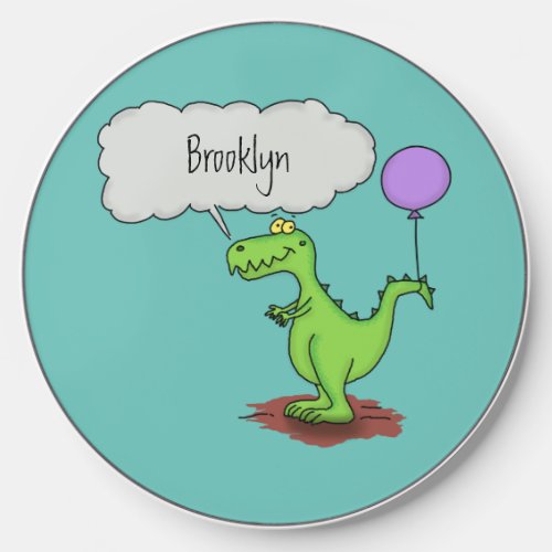 Cute fire breathing green funny dragon cartoon wireless charger 