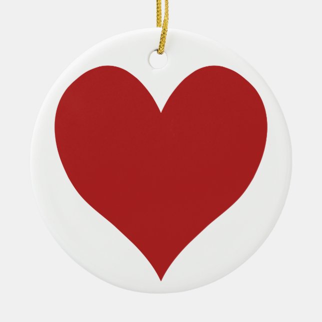 Cute Fire Brick Heart Ceramic Ornament (Front)