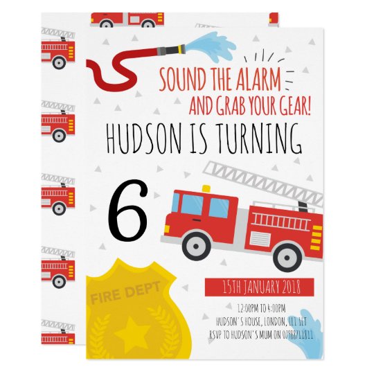 Cute Fire Engine Birthday Party Invitation | Zazzle.com