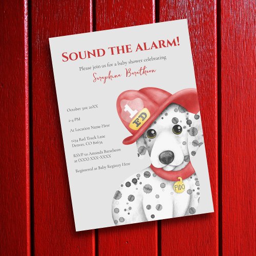 Cute Fire Fighter Dalmatian Baby Shower Invitation