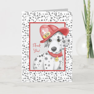 Cute Fire Fighter Dalmatian Baby Shower Letterpress Thank You Card