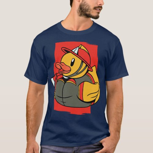 Cute Fire Fighter Rubber Ducky Fireman Rubber Duck T_Shirt