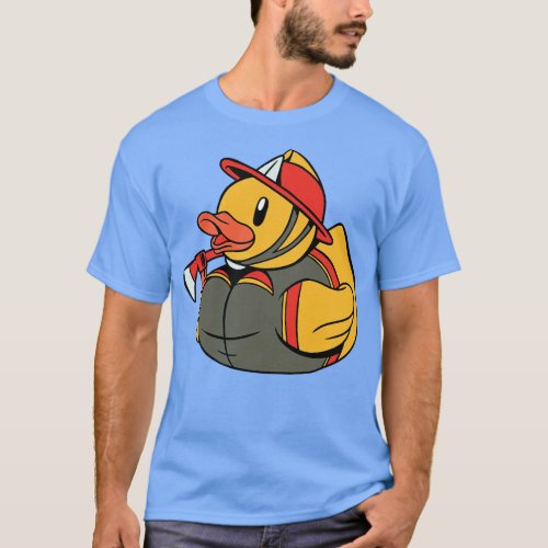 Cute Fire Fighter Rubber Ducky Fireman Rubber Duck T_Shirt