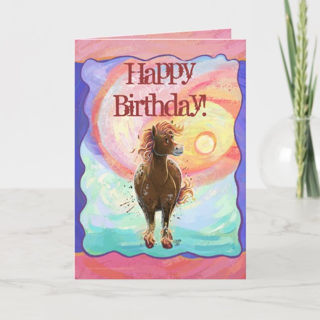 Cute Fire Horse Happy Birthday Card (Front)