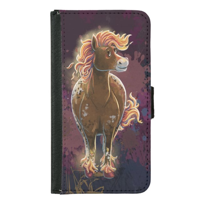 Cute Fire Horse Samsung Galaxy Wallet Case (Front)