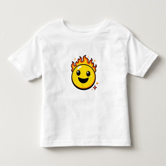 Cute Fire Smiley Y2K Toddler T-Shirt (Front)